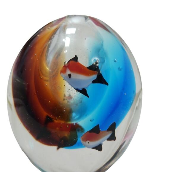 RARE Murano PEN HOLDER Paperweight Angel Fish Hand Blown Glass Tropical Collect - Picture 2 of 12